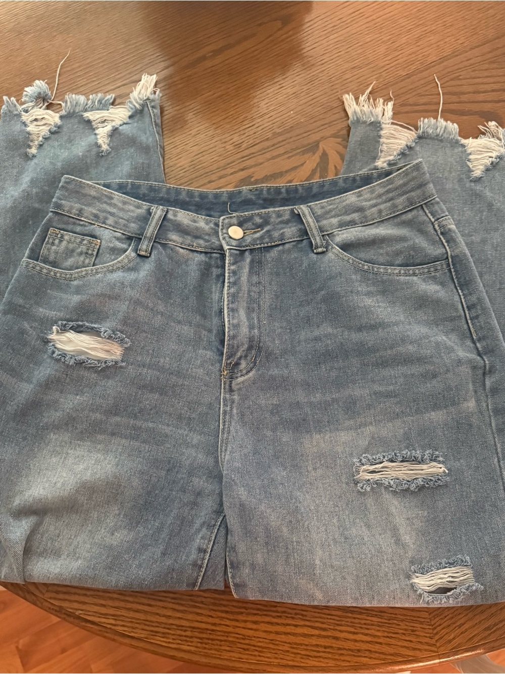 High-Waist Distressed Blue Denim Women's Jeans